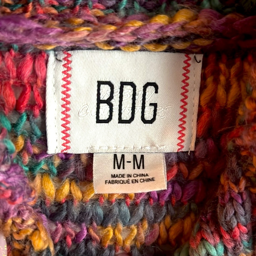 BDG Cropped Multicolor Button-Up Knit Cardigan - Picture 6 of 9